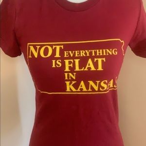 Red “Not everything is flat in Kansas” tee